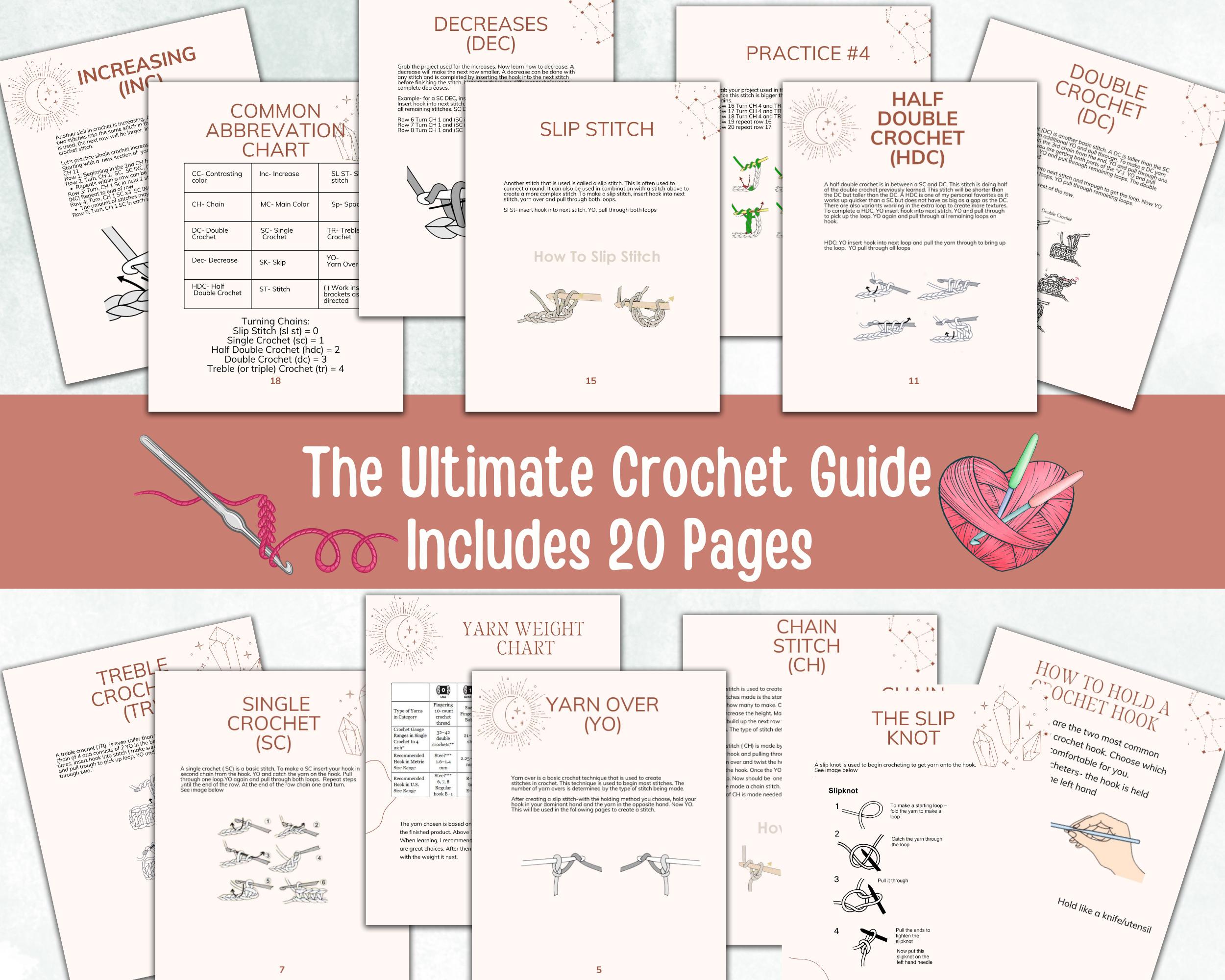 Crochet Guide for Beginners, Crochet Reference Sheets, Crochet Cheat Sheets, Crochet Guide, Yarn ...