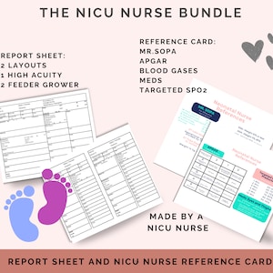 NICU nurse bundle, nurse brain, nurse resource, nurse notes, Registered nurse, day and night shift, hourly charting, nurse tips and tricks