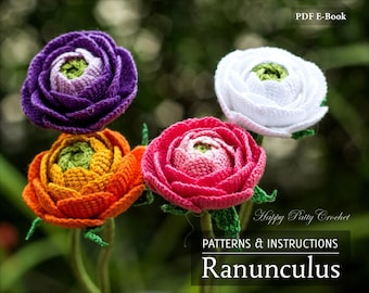 Crochet Ranunculus Pattern – Layered Flower for Wedding Bouquets (PDF Pattern)