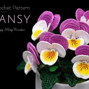 Crochet Pansy Pattern - Crochet Flower Pattern for Pansy Flower - Crochet Viola Pattern