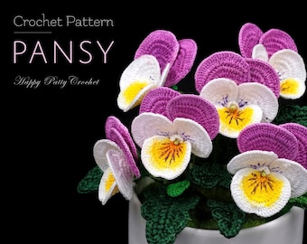 Crochet Pansy Pattern - Crochet Flower Pattern for Pansy Flower - Crochet Viola Pattern