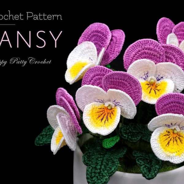 Crochet Pansy Pattern - Crochet Flower Pattern for Pansy Flower - Crochet Viola Pattern