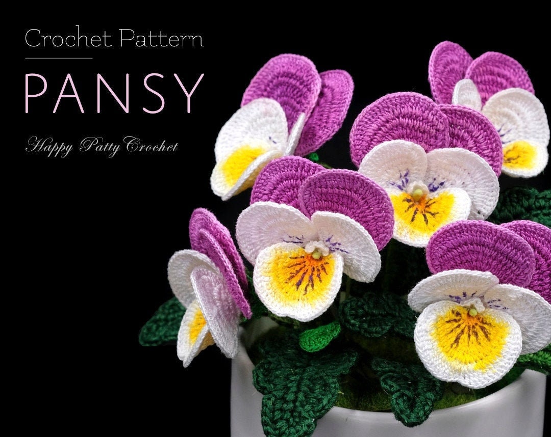 Crochet Pansy Pattern - Crochet Flower Pattern for Pansy Flower - Crochet Viola Pattern