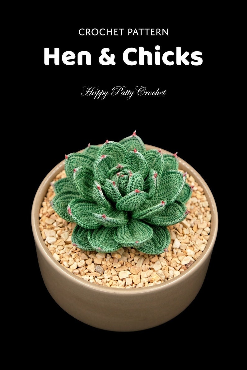 Crochet Hens & Chicks Succulent Pattern - Crochet Succulent Pattern