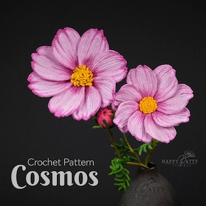 Crochet Cosmos Pattern - Crochet Flower Pattern for a Cosmos Flower - Crochet Pattern for Decor, Bouquets and Arrangements