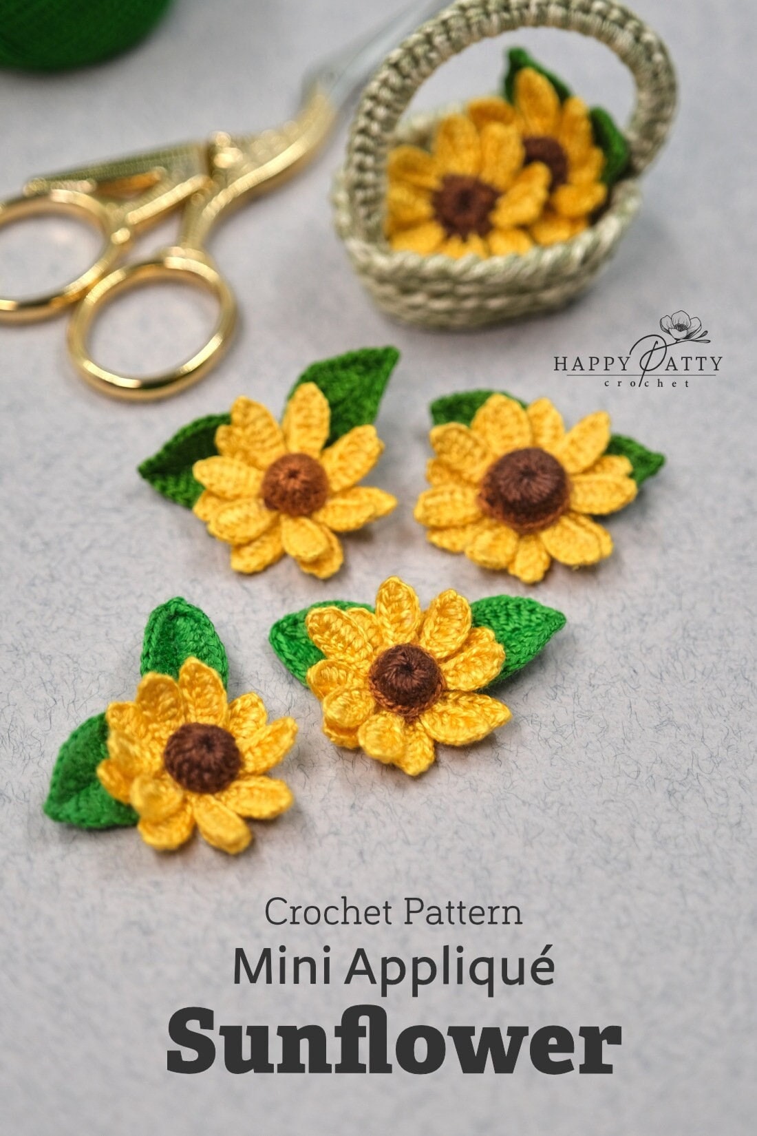 Crochet Mini Sunflower Applique Pattern – Summer Flower Tutorial (PDF ...