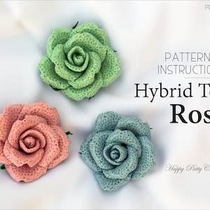 Crochet Flower Applique Pattern - Crochet Rose Pattern - Crochet Flower Pattern for Home Decor - Rose Flower Crochet Pattern