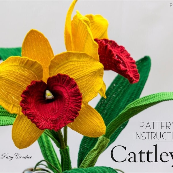 Crochet Cattleya Pattern - Crochet Orchid Pattern - Crochet Pattern for Decor and Flower Arrangements - Crochet Flower Pattern