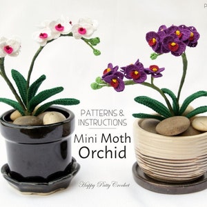 Mini Crochet Orchid Pattern - Crochet Flower Decoration - Easy Crochet Flower Pattern - Moth Orchid Flower Pattern - Instant Download