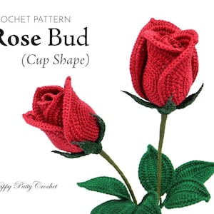 Crochet Rose Pattern - Half Open Rose (Bowl Shape) - Crochet Flower Pattern - Bouquet & Wedding Decor - Instant Download