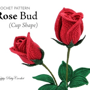 Crochet Rose Pattern - Half Open Rose (Bowl Shape) - Crochet Flower Pattern - Bouquet & Wedding Decor - Instant Download