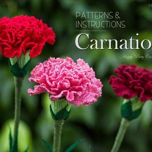 Crochet Carnation Pattern - Croche Flower Pattern - Carnation Flower Pattern - Mother&#39;s Day Crochet Flower - January Birth Month Flower