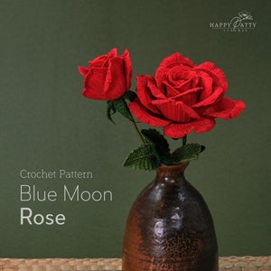Crochet Rose Pattern - Blue Moon Flower Tutorial - Realistic DIY Crochet Floral Decor