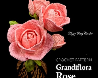 Crochet Grandiflora Rose Pattern – Large Elegant Flower for Bouquets (PDF Pattern)