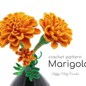 Crochet Marigold Pattern - Crochet Flower Pattern for a Marigold Flower - Crochet Pattern for Decor, Bouquets and Arrangements