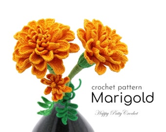 Crochet Marigold Pattern – Vibrant Flower for Bouquets & Decor (PDF Pattern)