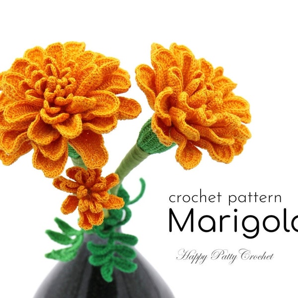 Crochet Marigold Pattern - Crochet Flower Pattern for a Marigold Flower - Crochet Pattern for Decor, Bouquets and Arrangements