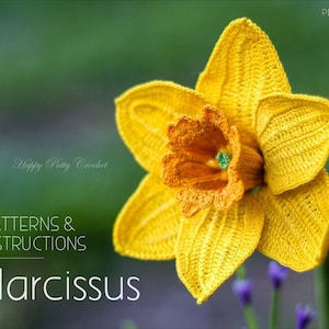 CROCHET PATTERN - Crochet Flower Pattern - Crochet Narcissus Pattern - Narcissus Flower Pattern - 10th Wedding Anniversary Flower