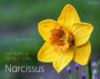 CROCHET PATTERN - Crochet Flower Pattern - Crochet Narcissus Pattern - Narcissus Flower Pattern - 10th Wedding Anniversary Flower