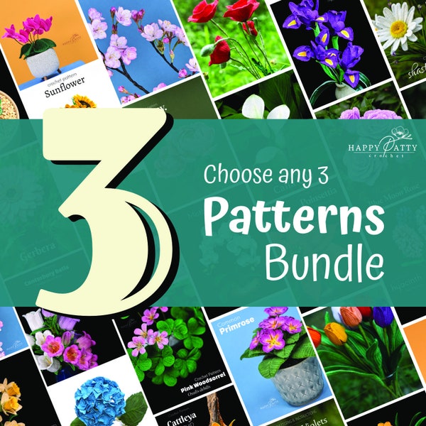 Pick Any 3 Flower Patterns - Bundle Deal - Get a discount for Five Crochet Patterns of your choice