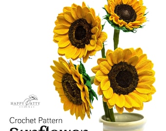 Crochet Sunflower Pattern - Crochet Pattern for a Sunflower by Happy Patty Crochet