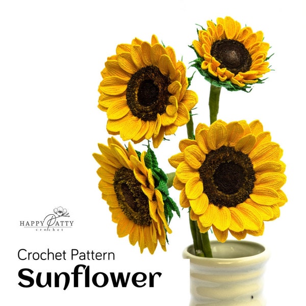 Crochet Sunflower Pattern - Crochet Pattern for a Sunflower by Happy Patty Crochet