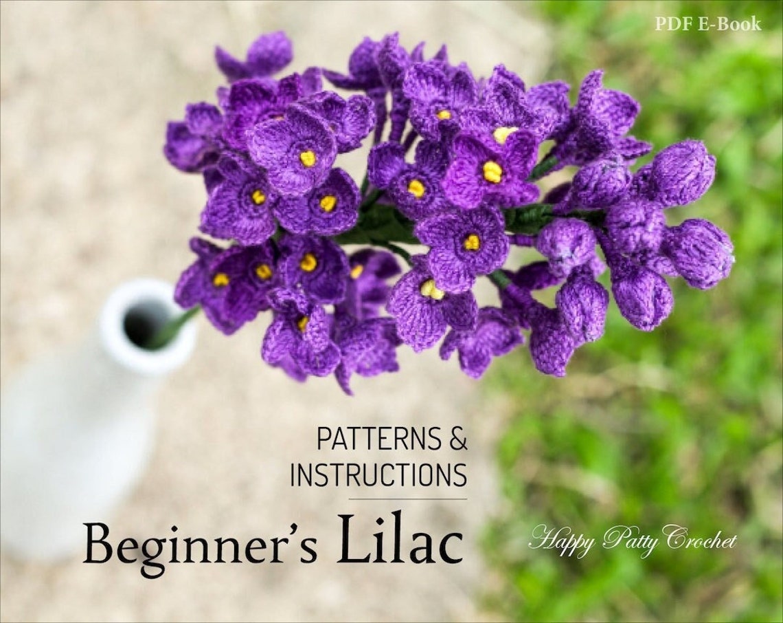 Lilac Flash Card.pdf Lilac Flower Crochet Pattern – Beginner PDF Tutorial for Bouquets ...