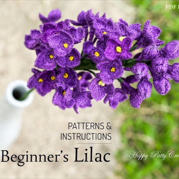 Beginner's Crochet Lilac Pattern - Crochet Lilac Flower Pattern for Home Decor and Wedding Bouquet