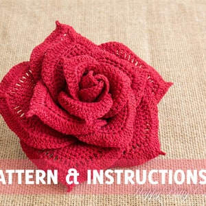 Crochet Rose Pattern - Crochet Flower Pattern - Crochet Pattern - Large Rose Pattern - INSTANT DOWNLOAD