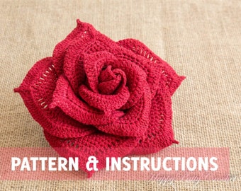 Crochet Rose Pattern - Crochet Flower Pattern - Crochet Pattern - Large Rose Pattern - INSTANT DOWNLOAD