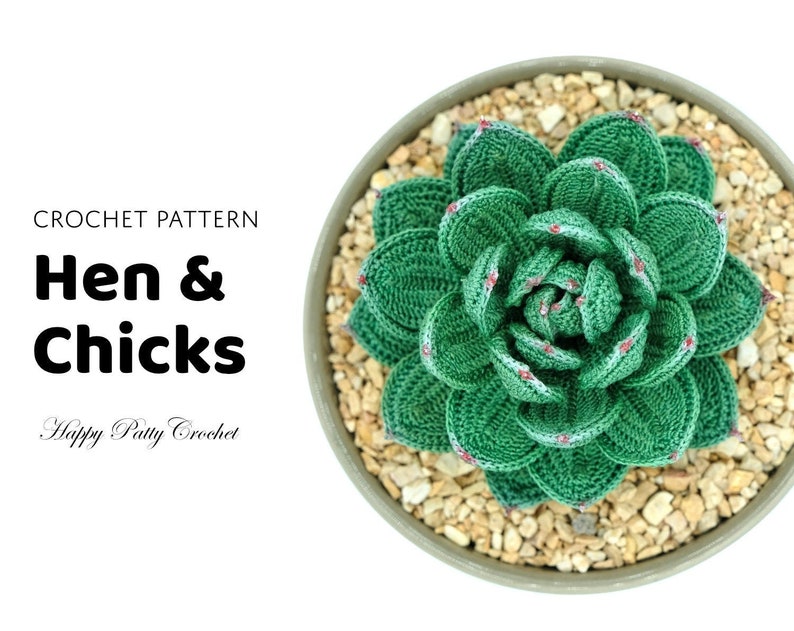 Crochet Hens & Chicks Succulent Pattern - Crochet Succulent Pattern