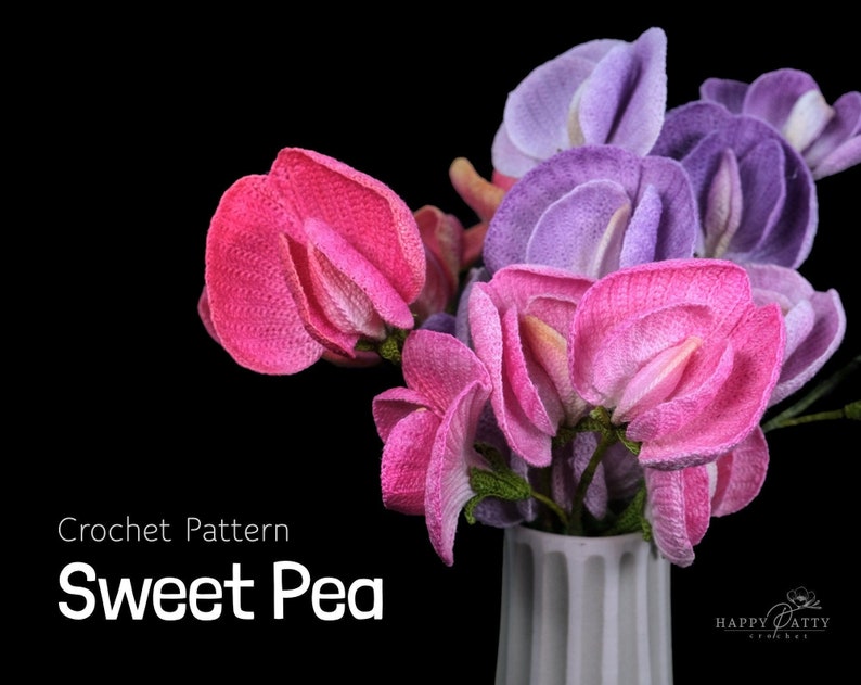 Crochet Sweet Pea Flower Pattern - Crochet Pattern a Sweet Pea Flower