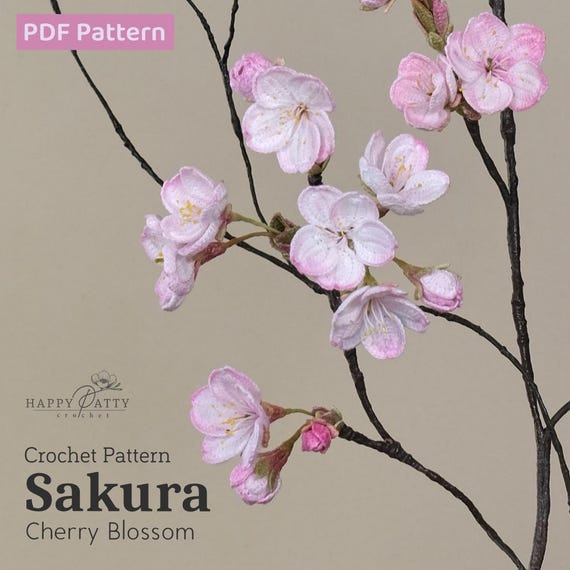 Crochet Cherry Blossom Pattern – Delicate Sakura Spring Flower (PDF Pattern)