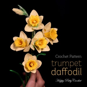 Crochet Pattern for a Trumpet Daffodil Flower - Flower Pattern for a Crochet Daffodil Flower - Crochet Narcissus Pattern