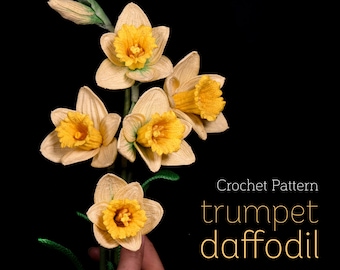 Crochet Trumpet Daffodil Pattern – Narcissus Spring Flower (PDF Pattern)
