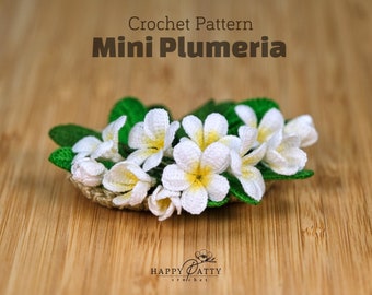 Crochet Mini Plumeria Pattern – Tropical Frangipani Flower (PDF Pattern)