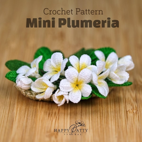 Crochet Mini Plumeria Flower Pattern - Crochet Pattern for a Frangipani Flower