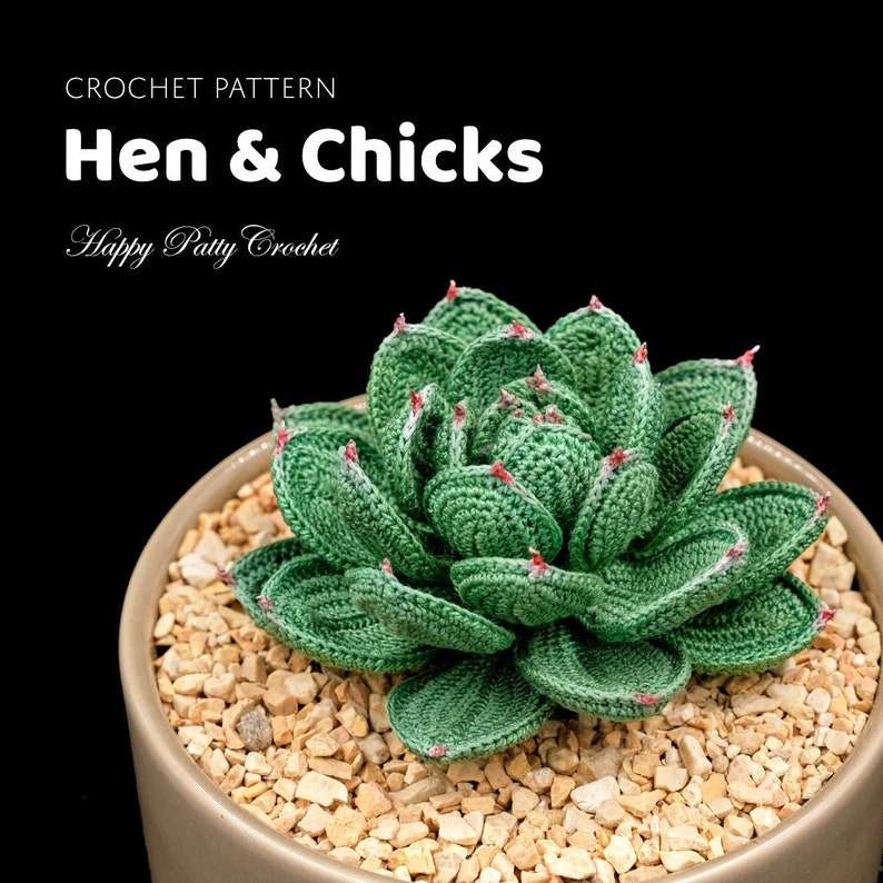 Crochet Hens & Chicks Succulent Pattern - Crochet Succulent Pattern