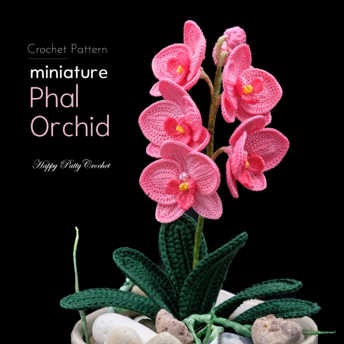 Crochet Mini Phalaenopsis Pattern – Small Moth Orchid Flower (PDF