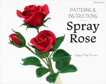 Crochet Rose Pattern - Crochet Flower Pattern - Crochet Pattern for Decor and Flower Arrangements