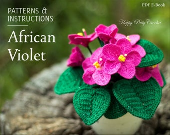 Crochet Flower Pattern - African Violet Pattern - Crochet Pattern for Home Decor