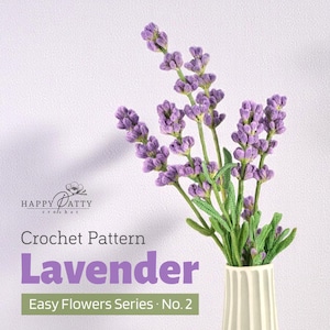 Easy Lavender Crochet Pattern - Realistic Flower Pattern - PDF download