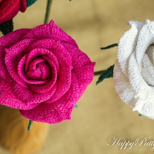 Crochet Rose Pattern - Crochet Pattern for Wedding Bouquets and Home Decoration - Crochet Flower Pattern - PDF Pattern