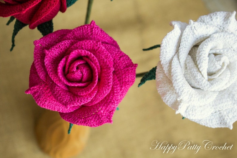 Crochet Rose Pattern - Crochet Pattern for Wedding Bouquets and Home Decoration - Crochet Flower Pattern - PDF Pattern