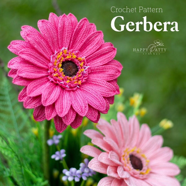 Crochet Gerbera PATTERN - Crochet Gerbera Daisy Flower Pattern - Crochet Flower Pattern - Gerbera Flower Pattern - Crochet Pattern