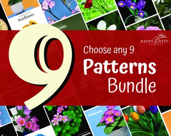 Pick Any 9 Flower Patterns - Bundle Deal - Get a discount for Five Crochet Patterns of your choice