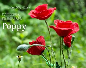 Crochet Field Poppy Pattern – Flanders Red Wildflower (PDF Pattern)