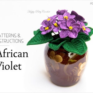 Crochet Flower Pattern - Crochet African Violet Pattern - Crochet Pattern for Home Decor