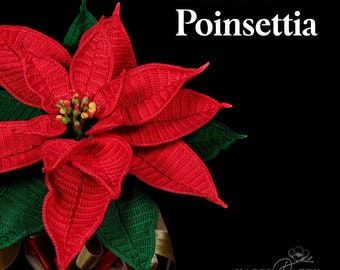 Crochet Poinsettia Pattern - Crochet Flower Pattern - Christmas Crochet Pattern - Christmas Gift Pattern - Christmas Home Decor