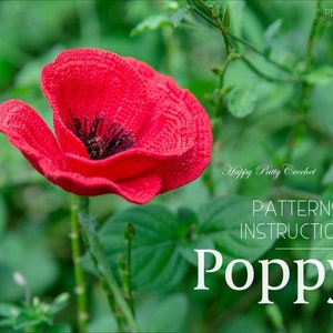 Crochet Poppy Pattern - Crochet Flower Pattern - Poppy Flower Pattern - Crochet Flanders Poppy